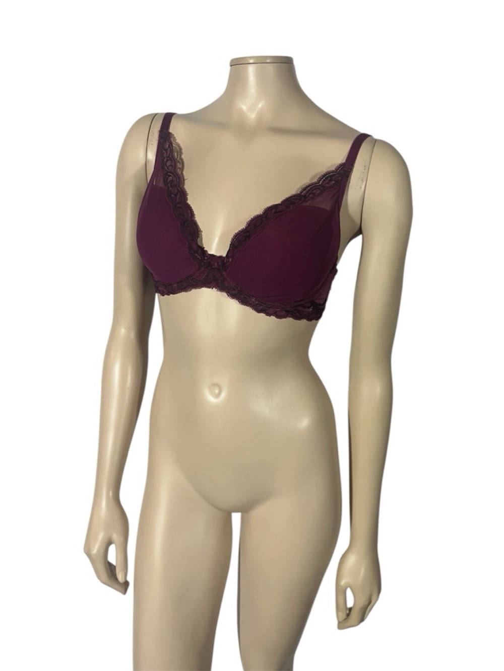 Natori Feather Tshirt Bra Burgundy Lace Trim Underwire Bra - Women Intimates